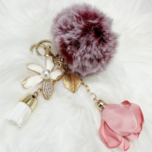 Load image into Gallery viewer, Fluffy Pom Flower Charm Keychain