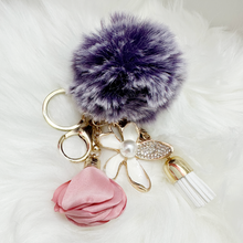 Load image into Gallery viewer, Fluffy Pom Flower Charm Keychain