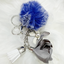 Load image into Gallery viewer, Fluffy Pom Flower Charm Keychain
