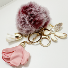 Load image into Gallery viewer, Fluffy Pom Flower Charm Keychain
