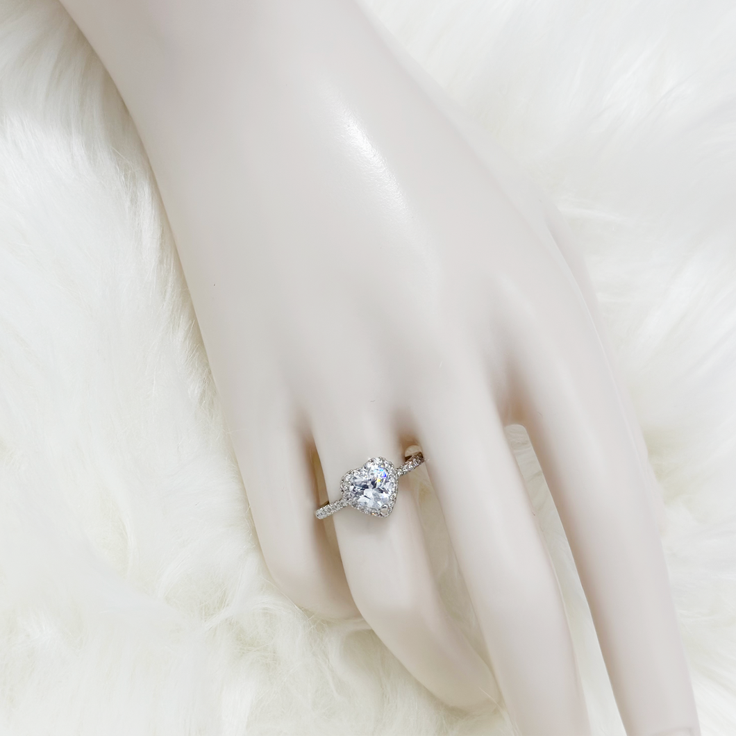 Heart Cut Diamond Silver Ring